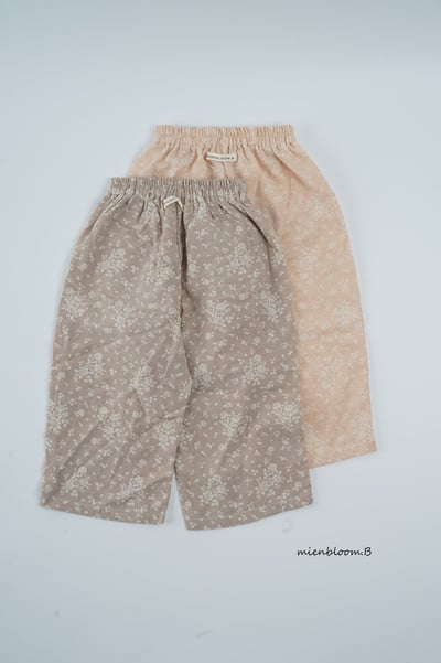 Bloom.b15｜(80-118cm) 亞麻碎花直筒長褲1