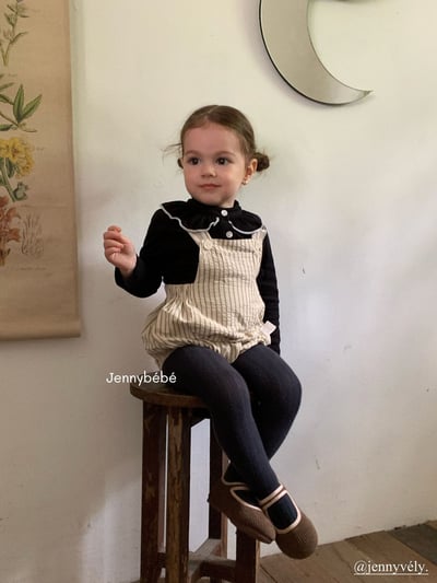 JE567｜(73-100cm) 滾邊翻領上衣/線條吊帶褲14