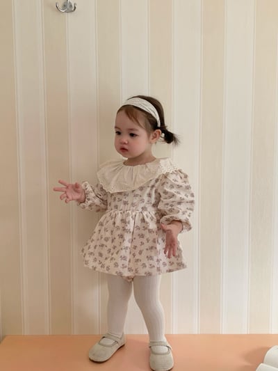 JE611｜(66cm-90cm) 蕾絲荷葉領碎花包屁衣9