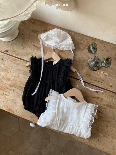 Bebe holic26｜(3m-18m) 蕾絲邊袖連身服3