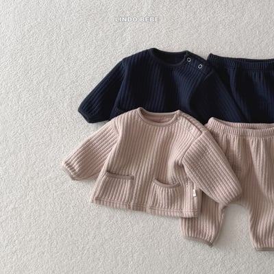 Lindo06｜(3m-18m) 壓紋開扣上衣套裝5