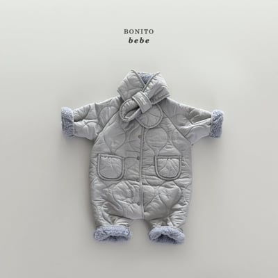Bonito60｜(3m-18m) 絎縫刷毛連身衣含圍巾4