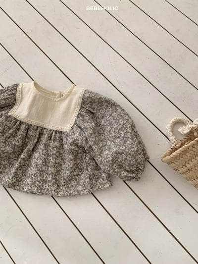 Bebe holic40｜(3m-18m) 春日碎花娃娃袖襯衫4