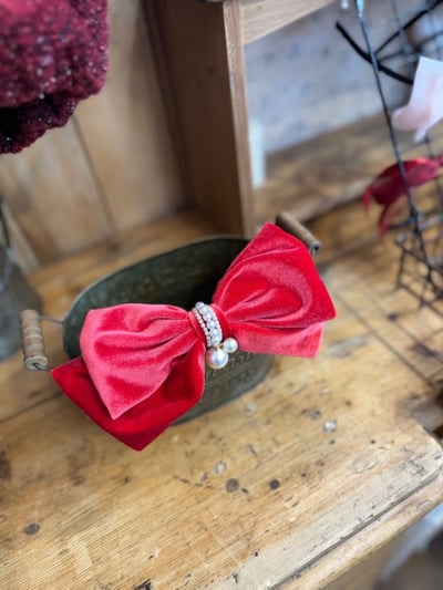 Marron 58｜(3m-18m) 絲絨珍珠髮帶1