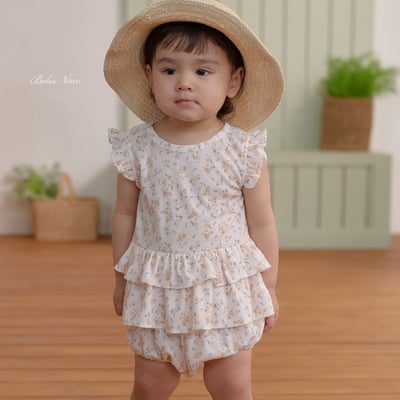 bebe nine04  (6m-24m) 2色碎花蛋糕裙包屁服1