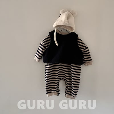 GURU GURU02｜(6m-24m) 2色條紋連身衣4