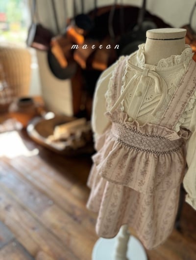 Marron 31｜(1y-6y) 法式古典蕾絲緞帶襯衫6