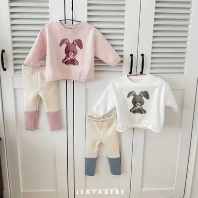 JEAYA09｜(70cm-110cm) 2色小兔印花休閒上衣+拼色內搭褲1