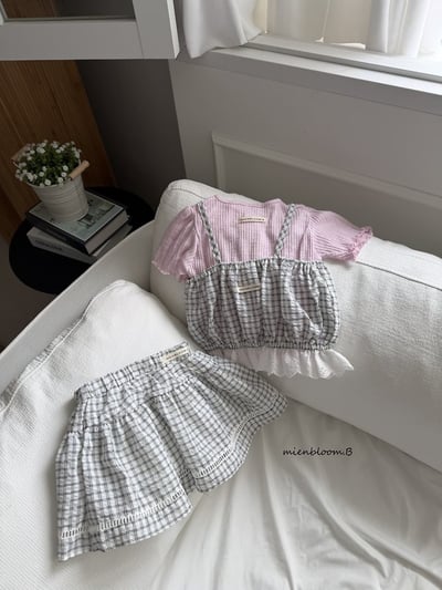 Bloom.b38｜(55cm-118cm) 格紋細肩短版背心9