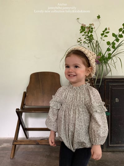 JE553｜(66-90cm) 花邊袖碎花包屁衣12