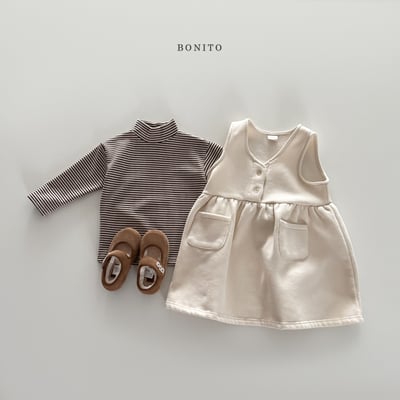 Bonito50｜(75cm-125cm) 條紋中高領上衣11