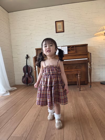 Color22｜(75-115cm) 細肩格紋洋裝2