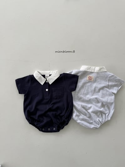 Bloom.b10｜(0m-18m) 有領口袋包屁衣1