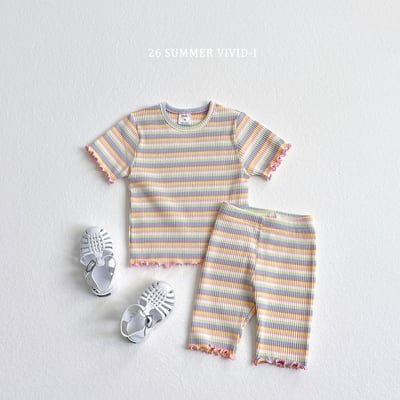 vivid49｜(78cm-125cm) 3款彩虹條紋木耳邊上衣10