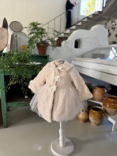 Marron 06｜(1y-6y) 法式玫瑰薄紗厚大衣外套(絎縫/刷毛)2