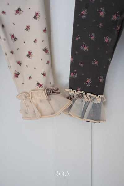 ROA35｜(6m-18m) 2色碎花薄紗荷葉邊緊身褲2