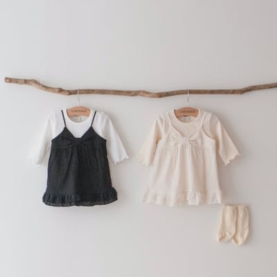 LEMONADE16｜(55cm-85cm) 2色兩件式包屁衣+蝴蝶結細肩洋裝1