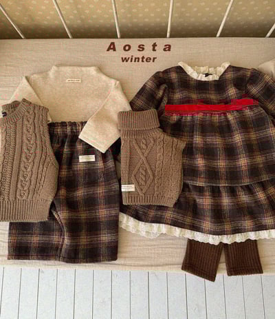 AOSTA31｜(6m-5y) 格紋直筒長褲18