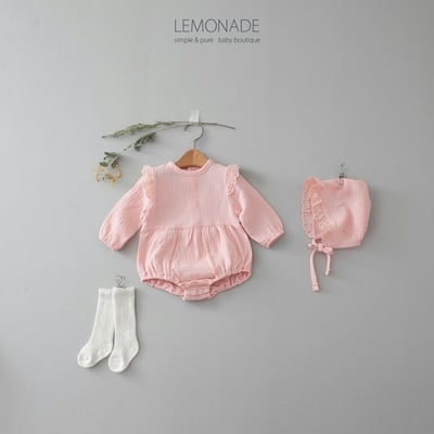 LEMONADE53｜(55cm-85cm) 2色飛袖蕾絲包屁衣含帽子25