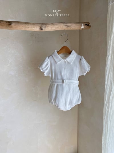 Mon petit07｜(66-90cm) 有領捲邊腰帶包屁衣4