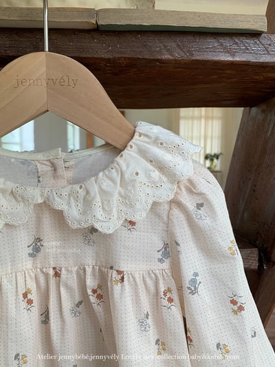 JE550｜(66-120cm) 甜美蕾絲領碎花包屁衣/洋裝3