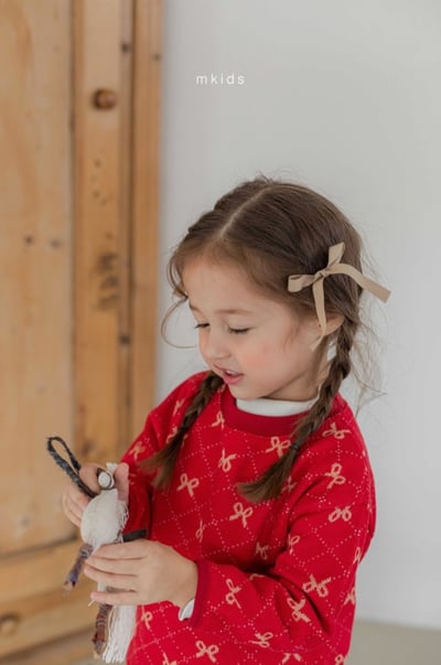 M-KIDS41｜(65-115cm) 2色滿版蝴蝶結/小熊印花上衣17