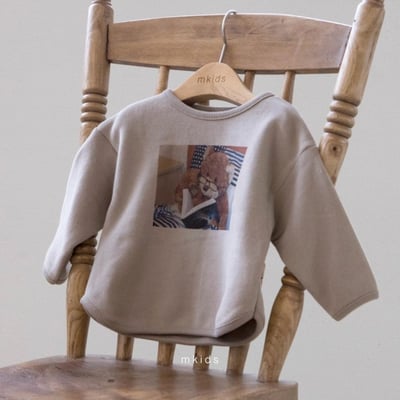 M-KIDS40｜(65-115cm) 2色美國小熊印花休閒上衣5