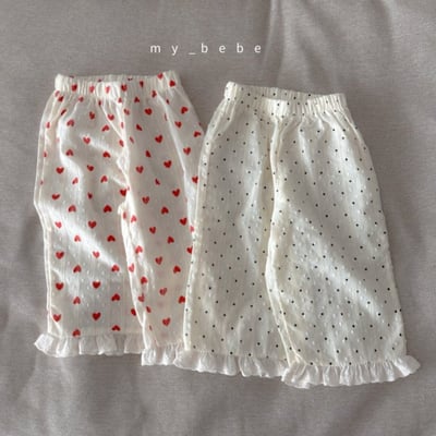 my_bebe30｜(80-120cm) 蕾絲邊直筒長褲16