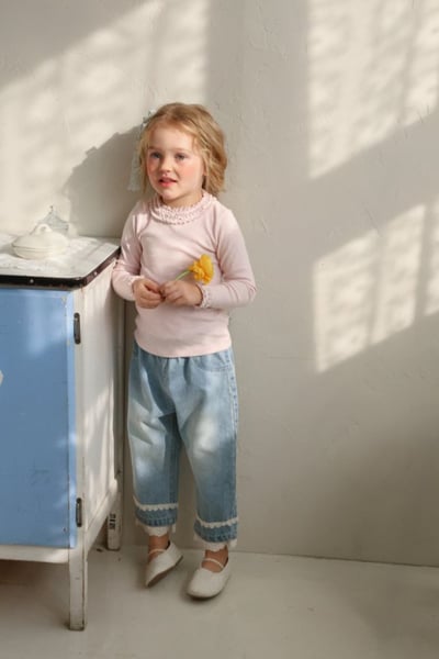 FLO22｜(75-140) 3色滾邊抓皺領上衣7