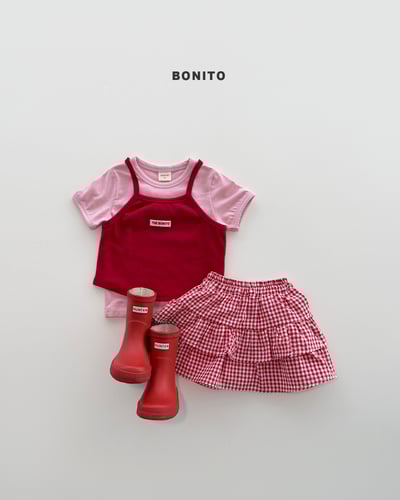 Bonito25｜(75cm-125cm) 2色格子蛋糕多層裙9