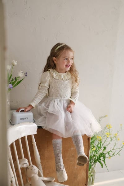 FLO37｜(75-140) 2色法式細肩薄紗洋裝3