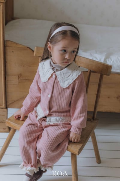 ROA12｜(80cm-120cm) 2色蕾絲束帶絨毛長褲4