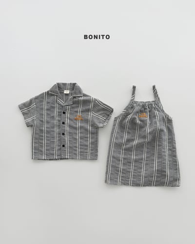 Bonito09｜(75cm-125cm) 3色刺繡條紋襯衫6