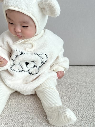 Nutt06｜(3m-16m) 小熊刷毛含小熊帽12