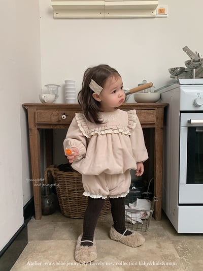 JE 650｜(73-100cm)  刺繡泡泡花邊套裝18