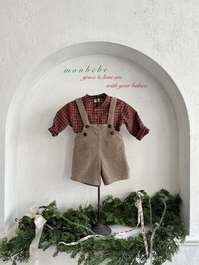 MONBEBE53｜(1y-8y) 立領格紋襯衫4