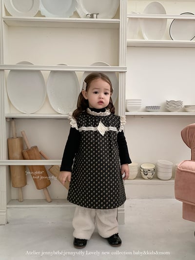 JE 647｜(80-110cm)  碎花蕾絲拼接洋裝6