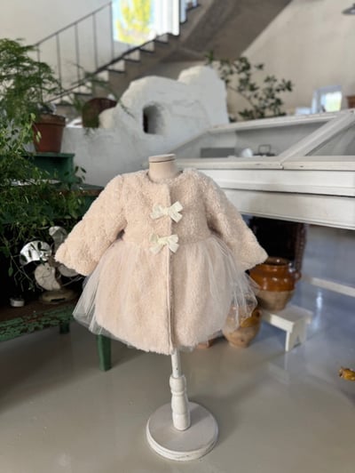 Marron 06｜(1y-6y) 法式玫瑰薄紗厚大衣外套(絎縫/刷毛)9