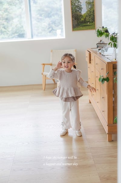 M-KIDS26｜(65-115cm) 2色蝴蝶結緞帶捲邊喇叭褲15