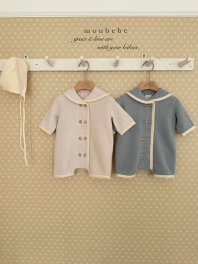 MONBEBE29｜(3m-24m) 滾邊排扣翻領連身衣13