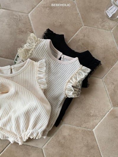 Bebe holic28｜(3m-18m) 透氣蕾絲無袖連身服3