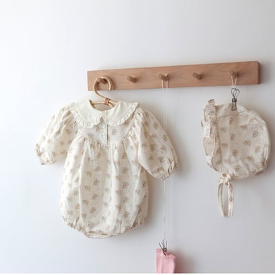 LEMONADE25｜(55cm-85cm) 2色玫瑰碎花包屁衣含帽子17