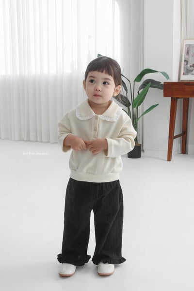 bebe nine35  (65-115) 3色蕾絲荷葉有領上衣8