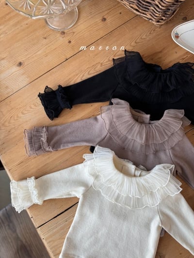 Marron 03｜(1y-6y) 花瓣荷葉薄紗上衣14