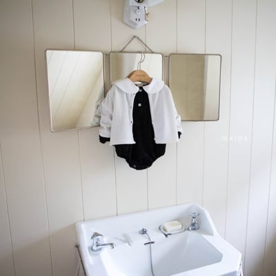 M-KIDS46｜(65-115cm) 2色蕾絲花邊開襟外套11