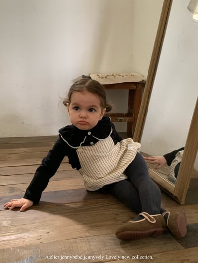 JE567｜(73-100cm) 滾邊翻領上衣/線條吊帶褲16