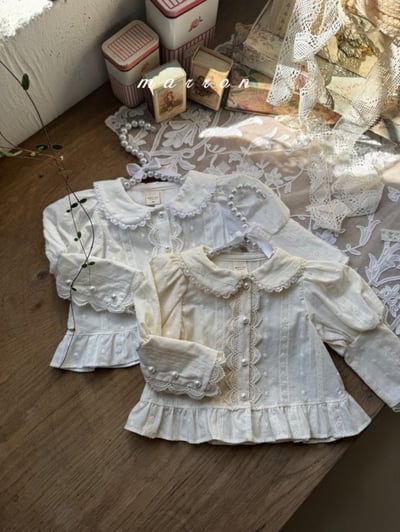 Marron62｜(1y-6y) 蕾絲公主袖襯衫10