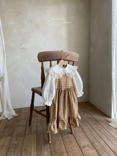 Anne Shirley10｜(1y-5y) 1色格紋蕾絲花邊吊帶洋裝1