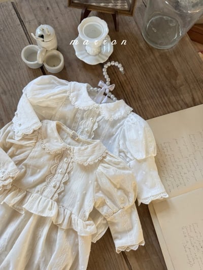 Marron61｜(3m-18m) 蕾絲公主袖包屁衣9