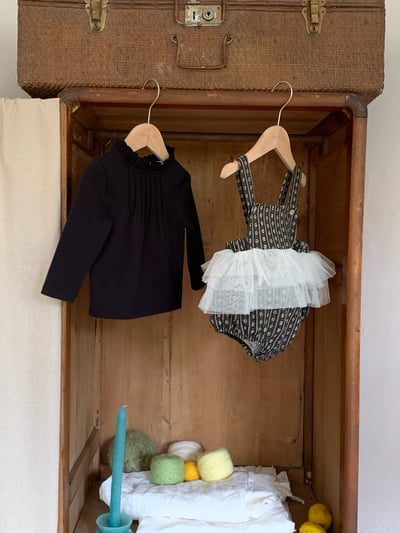 JE613｜(73cm-100cm) 小花薄紗吊帶包屁裙/花邊領上衣18